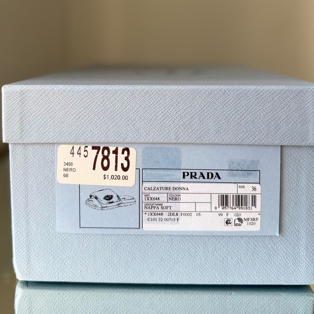 EUC Prada Soft Padded Nappa Leather Slides $1,020 36.5 - Picture 14 of 14
